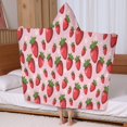 thumbnail image 5 of Strawberry Plants Fruit Flower Pink Pattern Hooded Bath Towel，60"x35" for Ages 3 To 12 Kids, Quick Dry Lightweight Soft Microfiber Hood Beach Towel Cover Up for Kids, 5 of 7