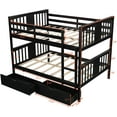 thumbnail image 2 of Full over Full Bunk Bed with Drawers and Ladder, Solid Wood Bunk Bed with Storage for Bedroom, Guest Room Furniture, 2 of 8