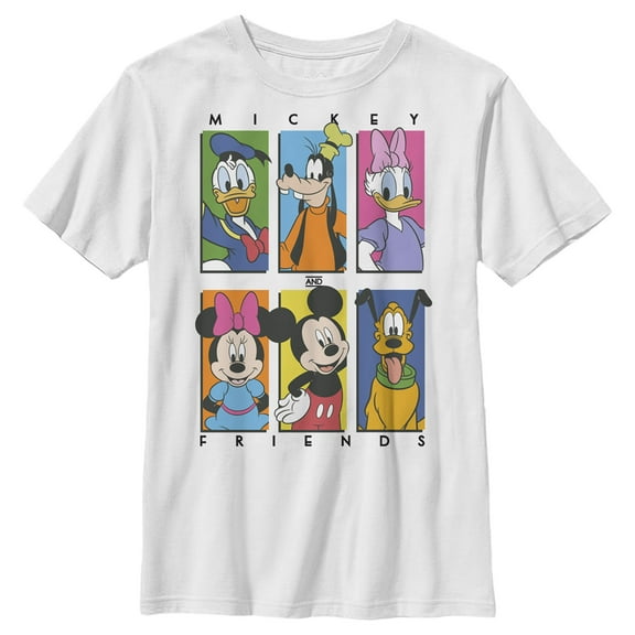 Boy's Mickey & Friends Colorful Character Panels Graphic Tee White Medium