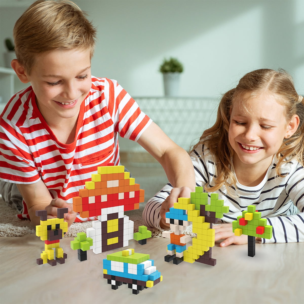 PicassoTiles 400PCS 0.5" Pixel Magnetic Puzzle Cubes, Mix & Match STEAM Building Blocks, Educational Sensory Construction Toy for Kids