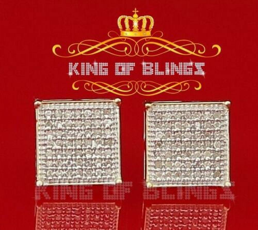 King of Bling's Aretes Para Hombre 925 Yellow Silver 0.25ct Diamond Stud Men's/ Women's Earrings