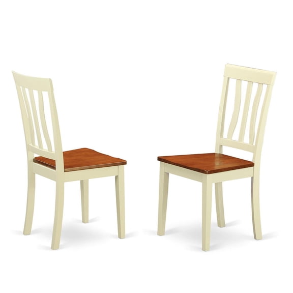 Pemberly Row Antique 37" Wood Dining Chair in Cream/Cherry (Set of 2)