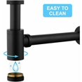 thumbnail image 4 of Decorative P-Trap, Adjustable Height Brass Bottle Trap, Standard Slip Inlet for Bathroom Sink Drain Kit, Wall Drainage System Compatible, Matte Black, 4 of 5