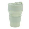 thumbnail image 1 of Vaso plegable de silicona de 500 ml, portátil, resistente al calor, para agua, té, viajes de negocios al aire libre, color verde claro., 1 of 14