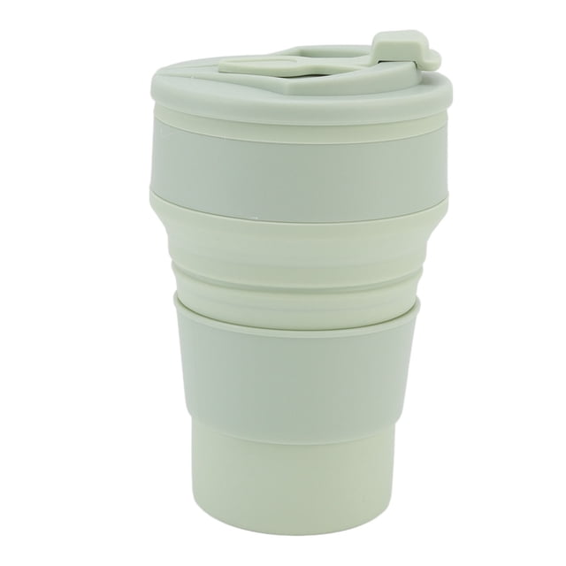 Vaso plegable de silicona de 500 ml, portátil, resistente al calor, para agua, té, viajes de negocios al aire libre, color verde claro.