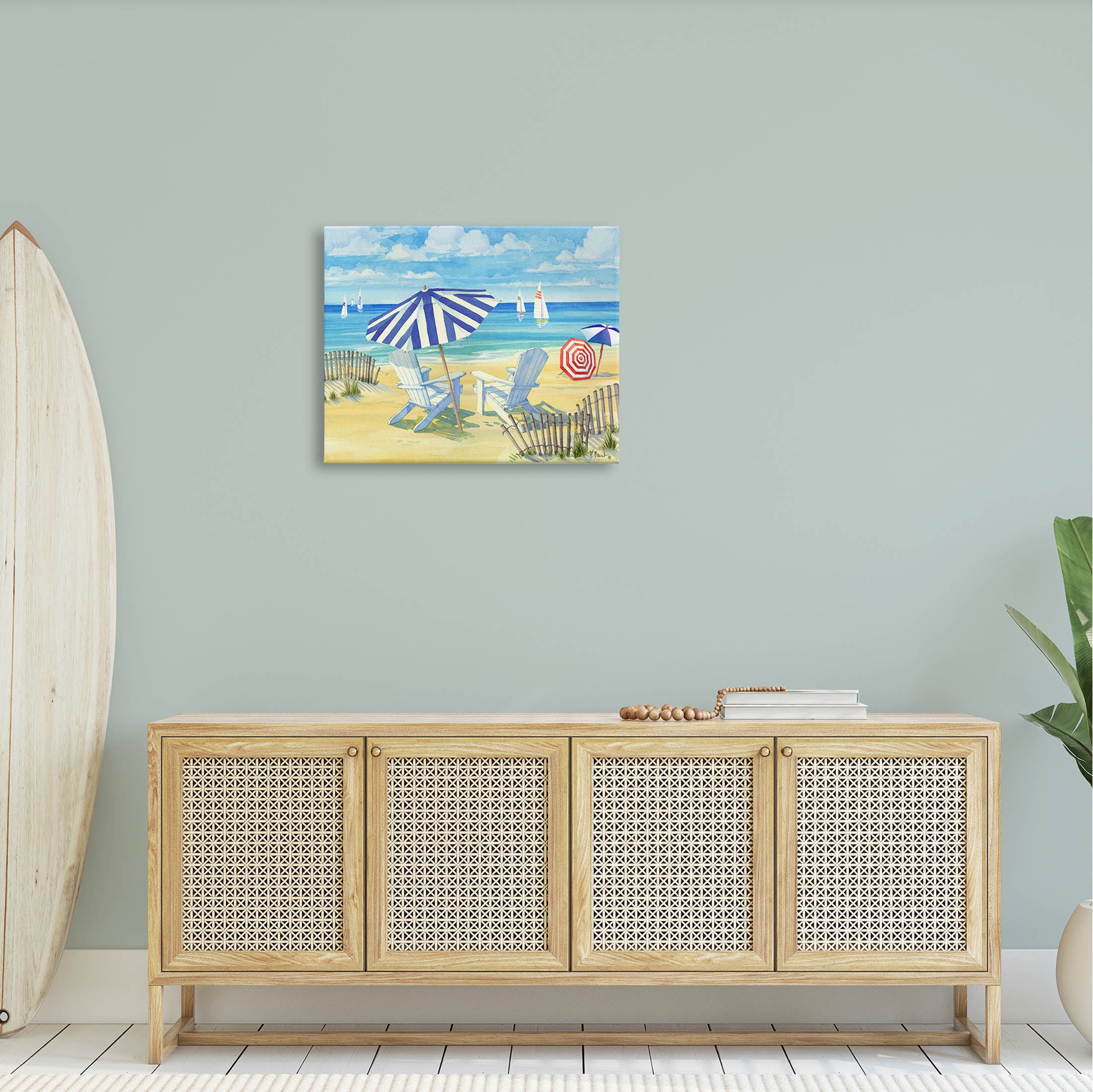 Stupell Industries Summer Sun Sailboat Chairs Painting Gallery Wrapped Canvas Print Wall Art, Design by Paul Brent