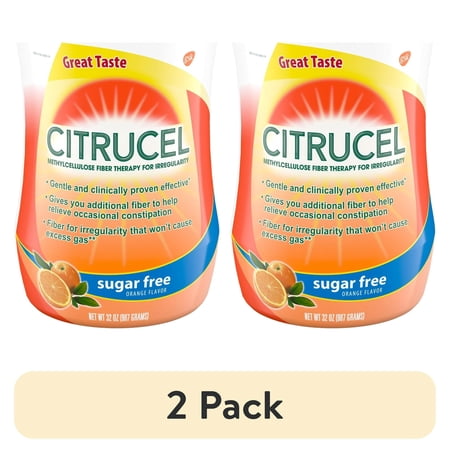 (2 pack) Citrucel Sugar Free Fiber Powder for Occasional Constipation Relief, Orange Flavor - 32 Ounces