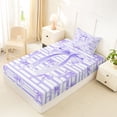 thumbnail image 4 of Erosebridal Princess Bow Twin Sheet Sets For Girls,Purple Geometric Striped Bedding For Kids 3 Pieces, 4 of 6
