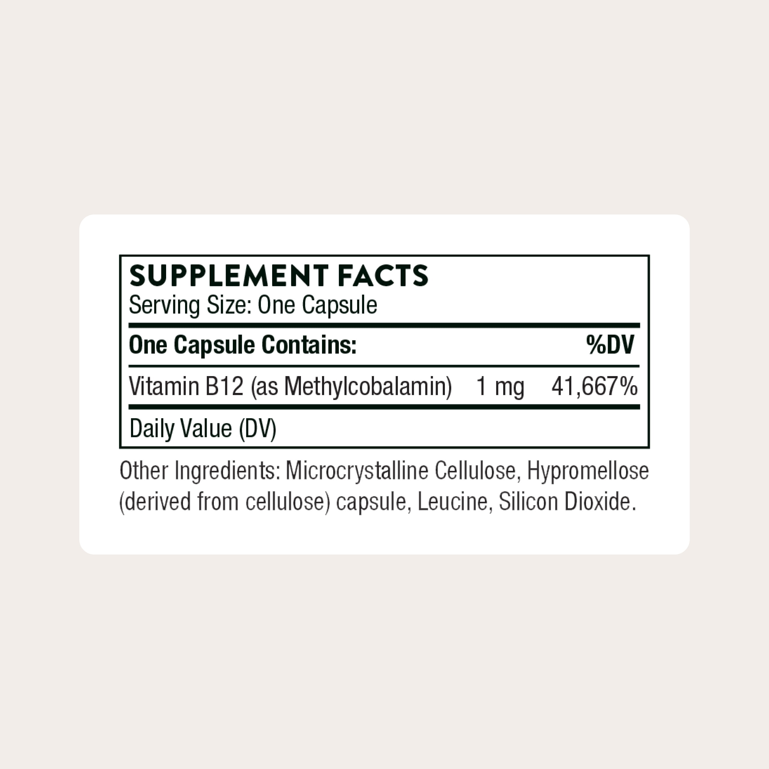 THORNE - Vitamin B12 - as Methylcobalamin - Supports Heart & Nerve Health, Blood Cell Function, Healthy Sleep & Methylation* - Gluten, Dairy & Soy-Free - 60 Capsules