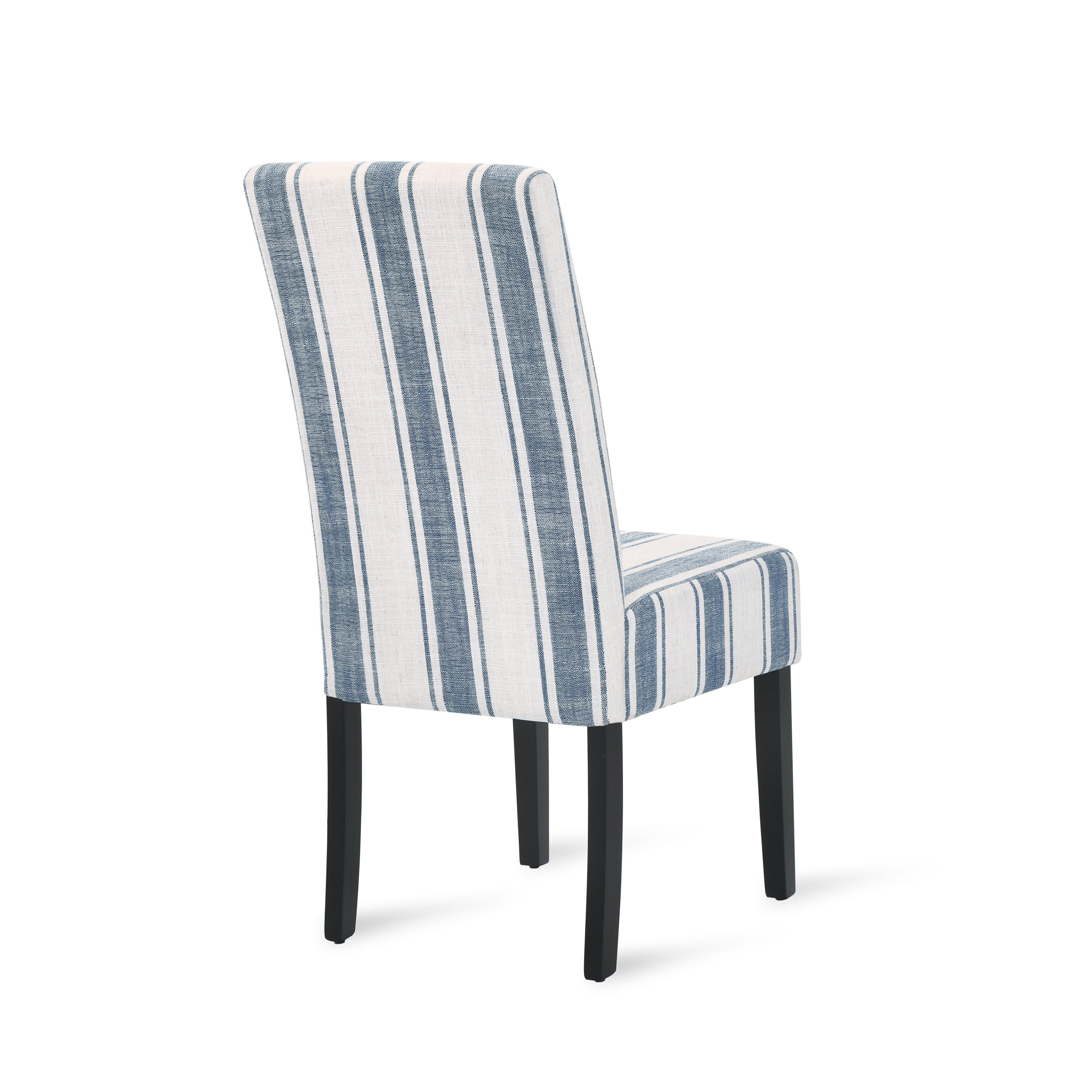 Noble House Asher Fabric Dining Chairs, Set of 2, Dark Blue, Beige, Espresso