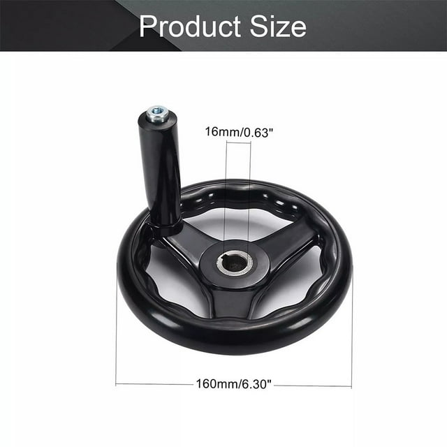 Bgsha 1pc D125/200/100/160mm 3 Spoke Hand Wheel Lathe Milling Handwheel With Revolving Handle For Milling Machine Lathes Grinders