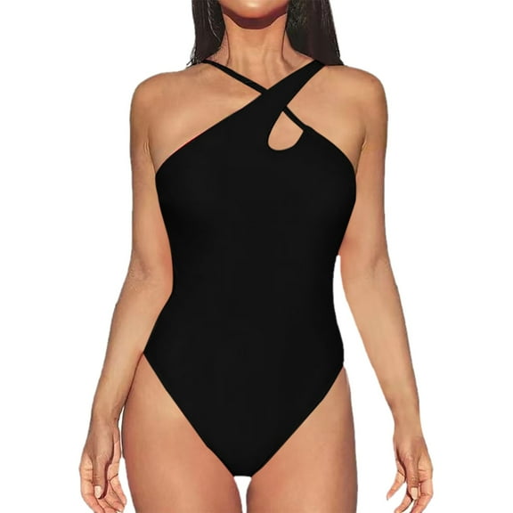 QHFBli One Piece Swimsuit for Women Asymmetrical Bathing Suit Adjustable Straps Cutout