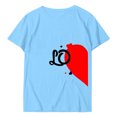 thumbnail image 2 of Chandails à Col Rond pour Couples Assortis, Imprimé Cœur de la Saint-Valentin, Mode, Manches Courtes, Décontracté, T-Shirt Ample, Confortable, Doux, Mari Femme, Tee, Chandail, Ensembles, Bleu Pâle, TTG, 2 of 6