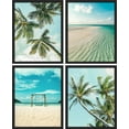 thumbnail image 3 of PixonSign 4 PCS Posters White Topical Teal Sky Palm Tree Beach Ocean Seaside Wall Art Nature Wilderness Realism Landscape Prints Modern Room Decor for Living Room, Bedroom, Bathroom - 12"x16" Black, 3 of 5
