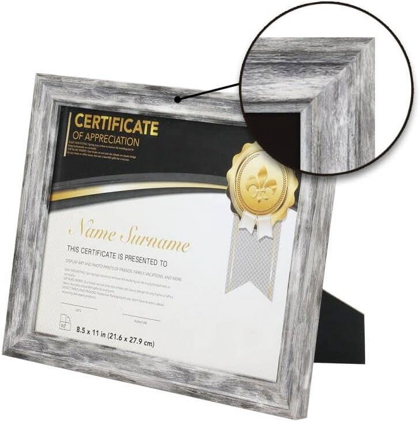 Set of 4 Document frames 8.5x11 Certificate Frames for Wall Or Tabletop , Wood and Glass, Gray