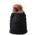 thumbnail image 3 of ZECATL Bonnet d'Hiver pour Femmes Bonnet Chaud en Tricot avec Pompon en Fourrure, 3 of 6