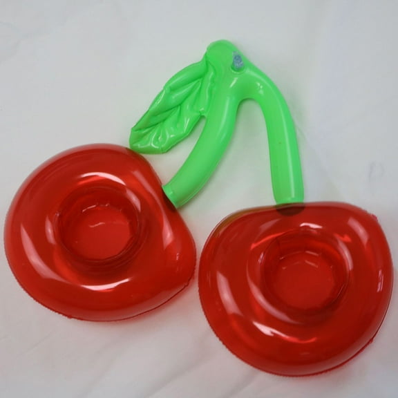 LABSERRON 2Pcs Inflatable Cherry Shaped Drink Cup Holders for Pool and Beach Floating in Water