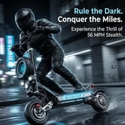 5600W Off-Road Electric Scooter, 56 MPH 62 Miles Range, 60V 30AH Dual Fast Charge, Dual Oil Disc Brakes, LED Lights, Spare Tire, Adult E-Scooter