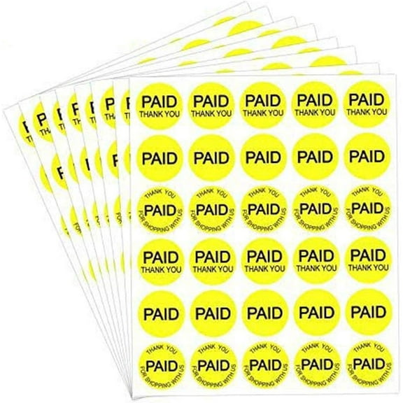 Paid Thank You Stickers Paid Label 3/4 inch Round Self Adhesive Point Labels for Retail Store Sales 1500pcs