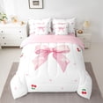 thumbnail image 2 of Homewish Cute Cartoon Bow 7-Piece Twin Bedding Sets,Cherry Loves Pattern Bedding Comforter Set,Pink White Sheet Sets For Kids,Breathable Home Decor Reversible, 2 of 8