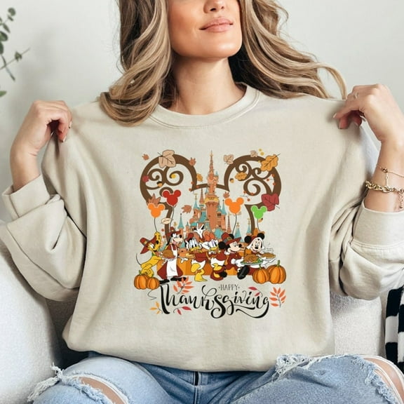 Disney Mickey And Minnie Mouse Thanksgiving Sweatshirt, Mouse And Friends Thanksgiving Sweater, Happy Thanksgiving Outfit, Disneyland Autumn Sweater, S-3XL Sweatshirt