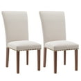 thumbnail image 4 of EOP Modern Upholstered Dining Chairs Set of 2, Tufted Parsons Dining Room Chair with Nailhead Trim, Armless Kitchen Side Chair with Wood Legs, Beige, 4 of 10