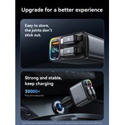 ACEFAST 117W Car Charger Adapter, 4 in 1 Fast Car Phone Charger with Voltage Display & RGB Lights,USB-A /USB-C Port and USB-C & iP Retractable Cables for mobile phones, tablets