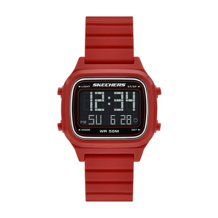 Skechers Men's Fiske Digital Red Silicone Watch