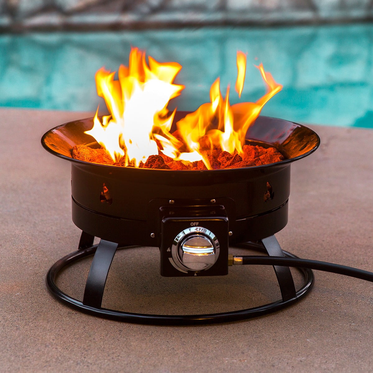 BARTON Outdoor Fire Bowl Firepit with Regulator Hose 58000BTU, Stainless Steel by