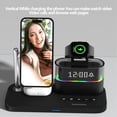 thumbnail image 3 of 5 in 1 Wireless Charging Dock for iPhone for For AirPods Pro for iWAtch Touch Adjust Night Lamp Alarm Clock 15W Charger Stand for Samsung (Black), 3 of 6