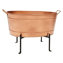 Copper Oval Tub with Folding Stand - Beverage Chiller & Planter