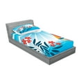 thumbnail image 2 of Ambesonne Cartoon Fitted Sheet & Pillow Sham Set, Oleanders and Sailboat, Twinxl, Blue Orange White, 2 of 2