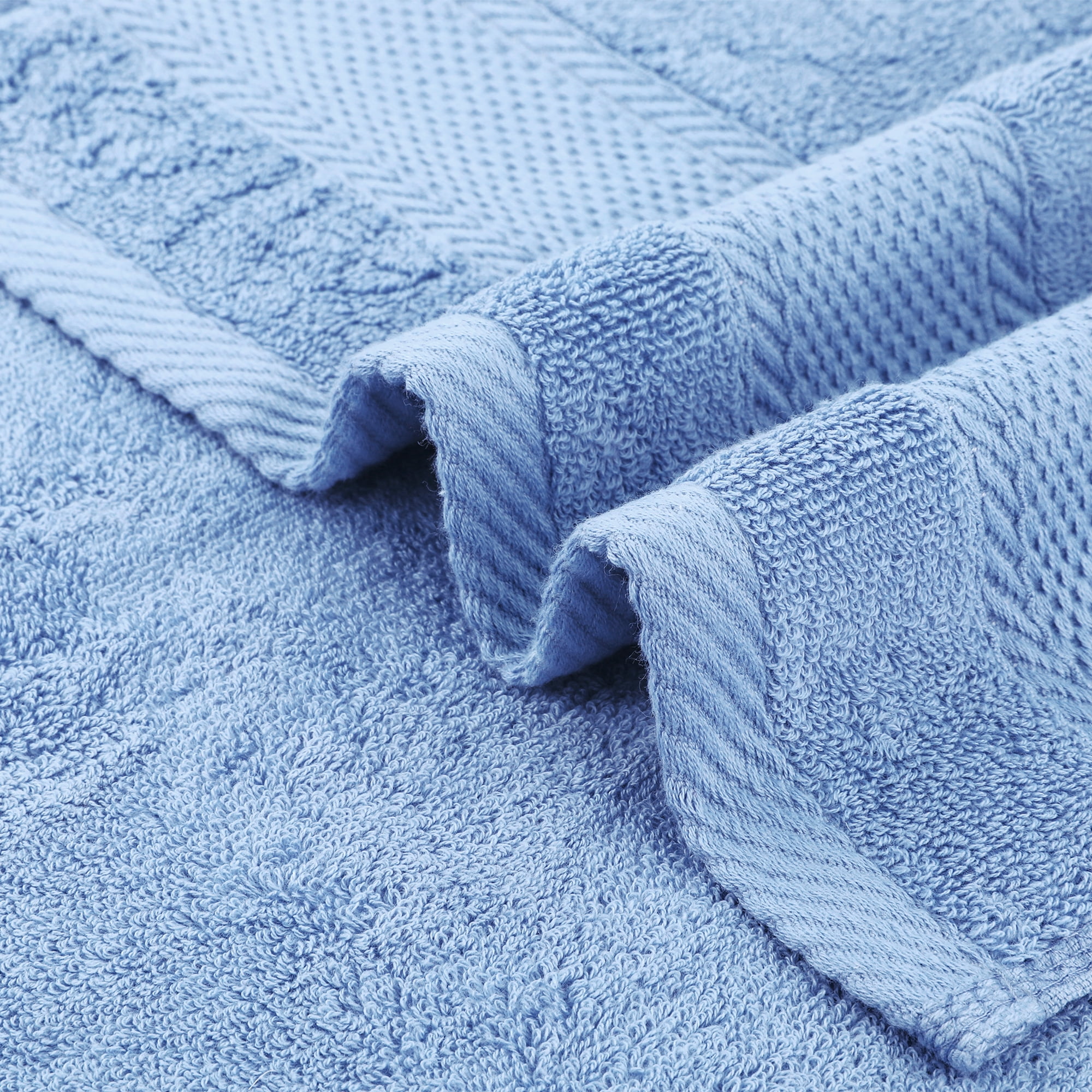 Unique Bargains Solid Hand Towel Set Cotton Face Towels Absorbent Dark Blue 4-Piece