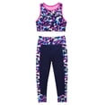 thumbnail image 4 of Hansber Kids Girls Athletic Sets for Gymnastics Sports Workout Fitness Outfits 2 Piece Tank Crop Tops Rose_Red 14, 4 of 7