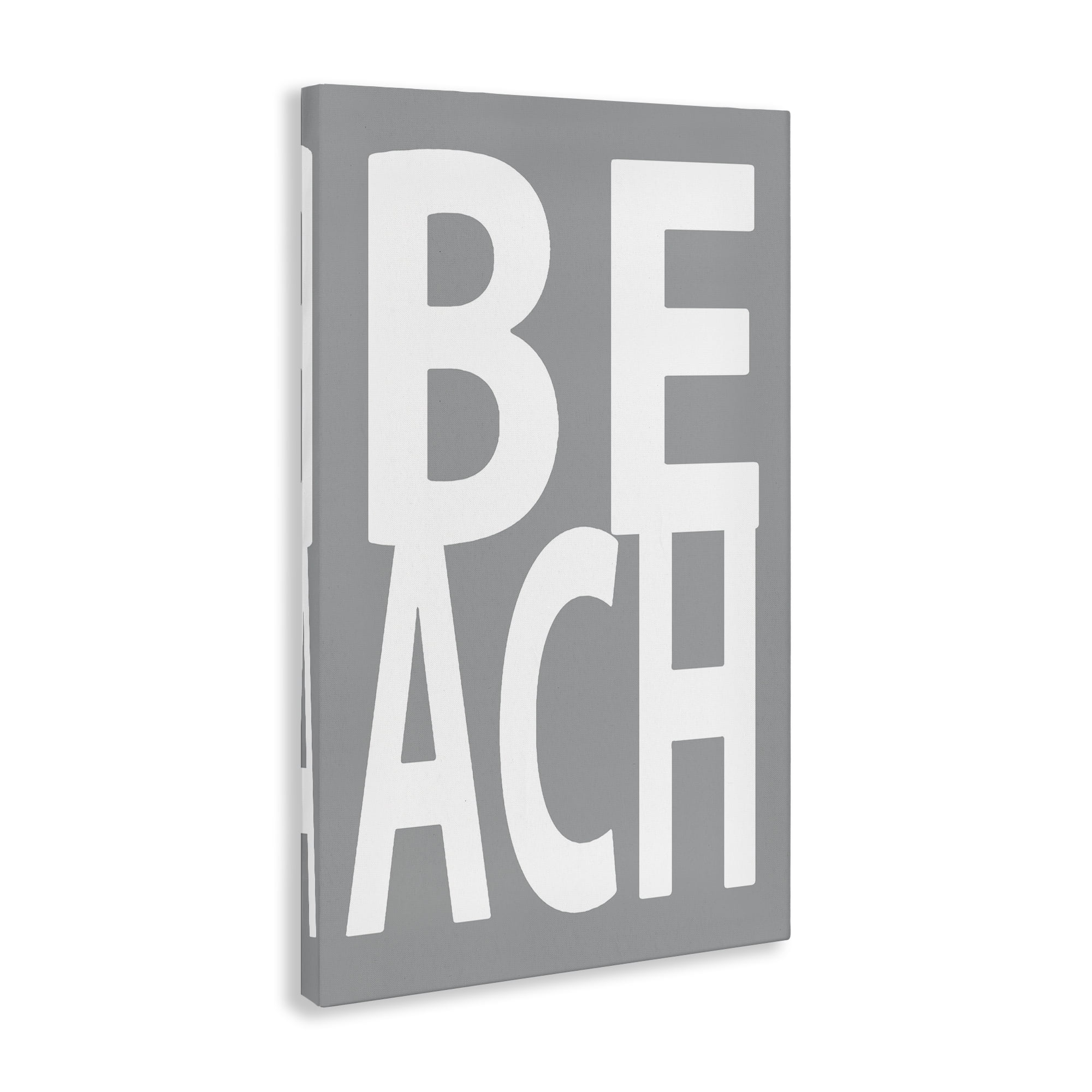Stupell Industries Beach Word on Grey Typography Painting Gallery Wrapped Canvas Art Print Wall Art, 30 x 45