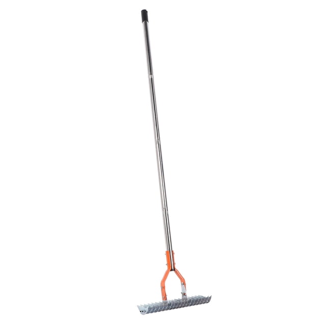Thatch Rake,15 Inch Wide Garden Dethatcher Lawn Rakes for Cleaning Dead Grass with Stainless Steel Handle, 19 Steel Tines, Metal Thatching Rake for Yard Loosening Soil