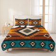 thumbnail image 3 of Full Quilt Set 78''x90'', Aztec Southwest Lightweight Summer Bedspread Coverlet Set with 2 Pillow Shams, Orange Red Geometric Tribe Vintage Breathable All Season Quilt Bedding for Bedroom/Guest Room, 3 of 9