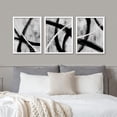 thumbnail image 2 of PixonSign Framed Canvas Print Wall Art Set - Black Gray White Geometric Paint Strokes Art - Set of 3 Abstract Shapes Illustrations Wall Décor for Living Room, Bedroom - 12"x16"x3 Panels White, 2 of 5