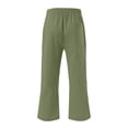 thumbnail image 6 of Capri Pants for Women 2026 Summer Drawstring Elastic High Waist Casual Capris Straight Wide Leg Cotton Linen Pants, Green 22" Inseam 3XL, 6 of 7