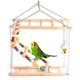 thumbnail image 2 of Puente colgante de madera para patio de juegos de pájaros, escalera colgante para mascotas, columpio para escalar, juguete de doble capa para pájaros, periquitos, hámsteres, cacatúas, loros, 2 of 7
