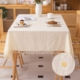 thumbnail image 1 of Living Room Table Cloth Rectangle, Decorative Table Cloth140*180cm Flower Embroidered with Tassels, Decorative Table Cloth Cotton,Sunflower tablecloth。, 1 of 3