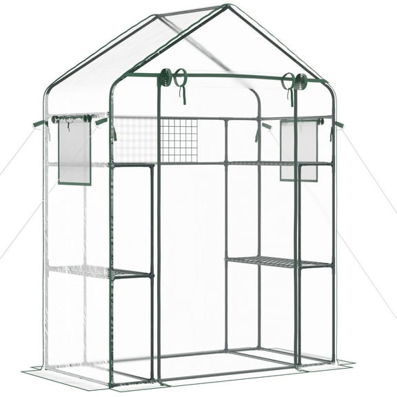 Outdoor Mini Greenhouse with Mesh Door