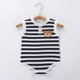 thumbnail image 2 of mgoYE Baby Boy Romper Size 3-6 Months Baby Unisex Bodysuits Bear Pattern Sleeveless Striped Bodysuit Soft Playwear for Girls Boys Slip Clothes Black, 2 of 5
