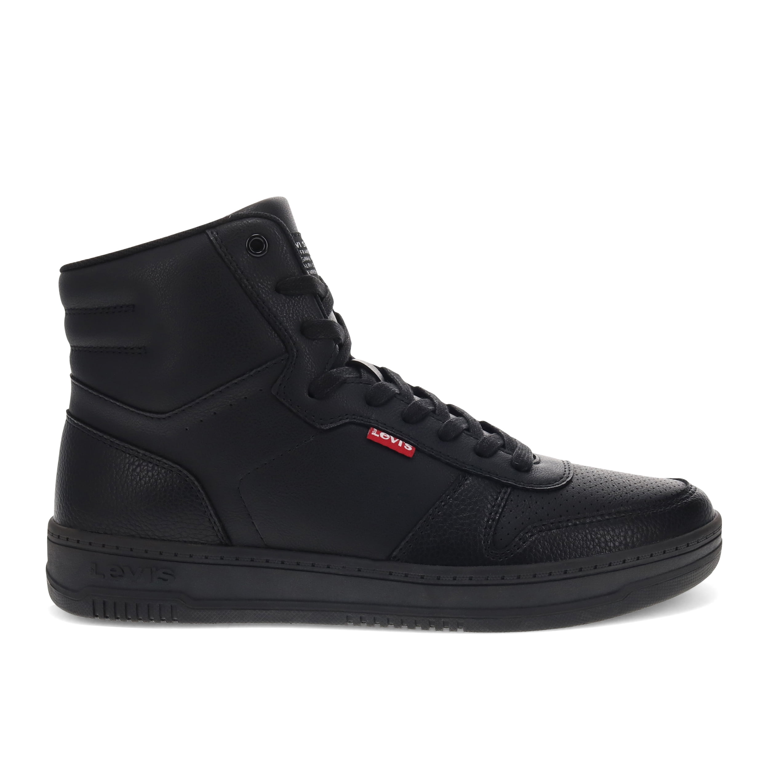 mens black leather high top shoes