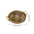 thumbnail image 2 of Round Serving Tray, Gold Round Fruit Plate Double Ear Tray, Clear Serving Tray Decorative Trays For Living Room, Bathroom, Kitchen, Snack Coffee Bread Fruit, 2 of 8