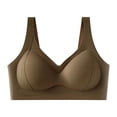 thumbnail image 4 of Alun Womens Seamless Wireless Push up Supportive Bras Comfortable No Underwire Full Coverage Fixed Cup Jelly Lift Everyday T-Shirt Bras with Massage Cup Design Coffee XL, 4 of 5