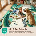thumbnail image 4 of Design&I 8'x10' Washable Area Rug Fishing Bass And Pike Lake Scene With Wildlife Lure Border Design for King Size Bedroom, Under Bed, Sleek Flatweave Pet Friendly, 4 of 7
