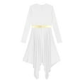 thumbnail image 6 of Yanarno Women's Asymmetrical Praise Dance Dress Long Sleeve Church Worship Performance Costume White XXL, 6 of 7
