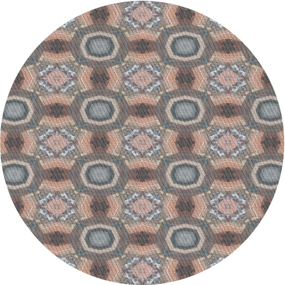 Ahgly Company Indoor Round Patterned Rosy Purple Abstract Area Rugs, 7' Round