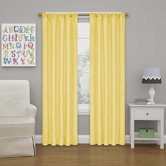 Eclipse Lemon Rod Pocket Blackout Curtains, 42” x 63”